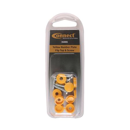 Yellow Number Plate Flip Top & Screw   Pack of 5 