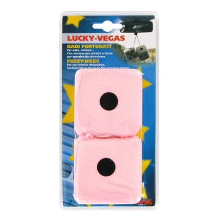 Lucky Car Fuzzy Dice   Pink