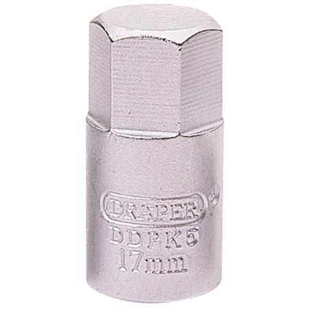 Draper Expert 38323 17mm Hexagon 3 8 Square Drive Drain Plug Key