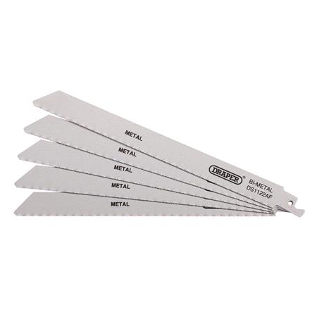 Draper 38593 Bi metal Reciprocating Saw Blades for Metal Cutting, 225mm, 24tpi (Pack of 5)