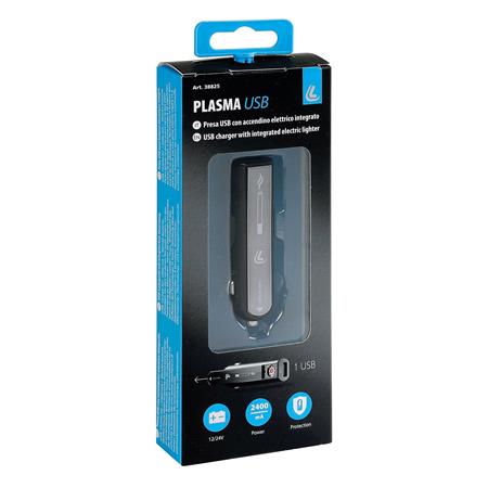 Plasma 12v Car Charger With Electric Cigarette Lighter   Fast Charge   1 USB port   2100 mA   12/24V