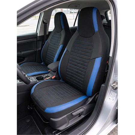 CHAMPION Style Seat Covers with Fixed Headrests (Black/Blue) For Citroen C ZERO 2010 Onwards