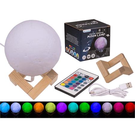 3D Moon Lamp   Color Changing, Wooden Stand