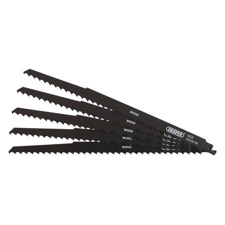 Draper 42615 Reciprocating Saw Blades for Pruning and Coarse Wood and Plastic Cutting   300mm   3tpi   Pack of 5
