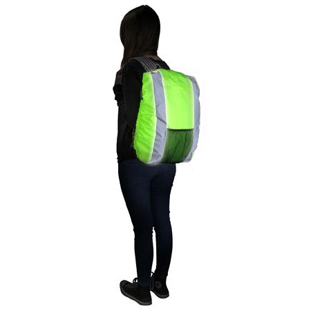 Hi Vis  Reflective Water Resistant Bag Cover with Meshpocket in Neon Green