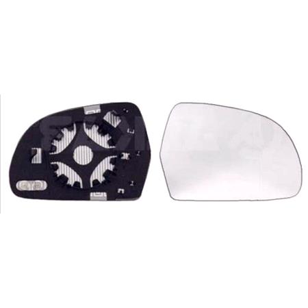 Right Wing Mirror Glass (heated, for 125mm tall mirrors   see images) and Holder for AUDI A6 Avant, 2008 2011, Please measure at the centre of glass to ensure its 125mm, otherwise this glass may not fit