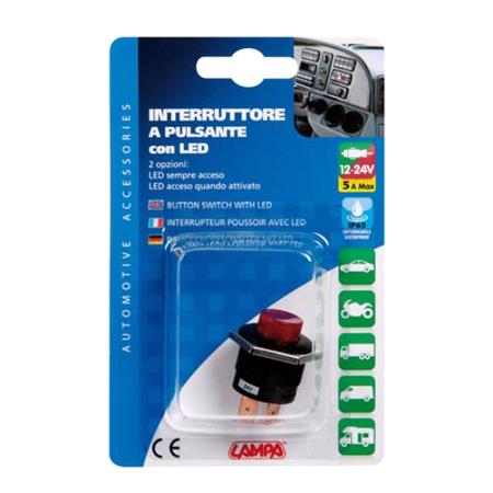 Button switch with led   12 24V   Red