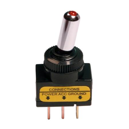 Toggle switch with led, 3 terminals    12 24V   Red    20A