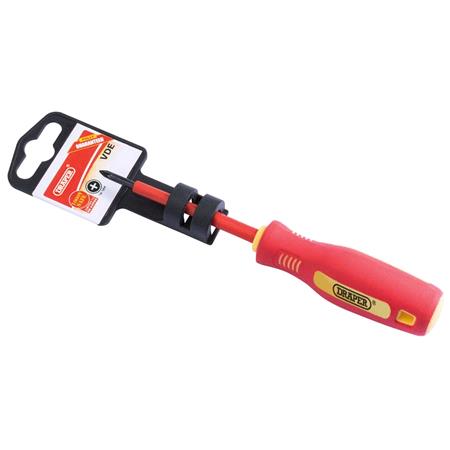 Draper 46527 No: 0 x 75mm Fully Insulated Soft Grip Cross Slot Screwdriver. (display packed)