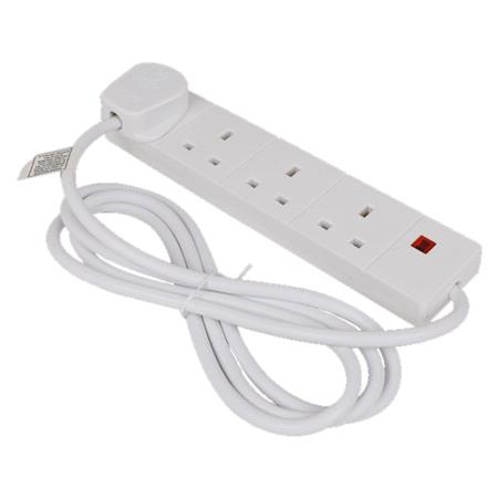 4 Way Extension Socket with Indicator   White   2m