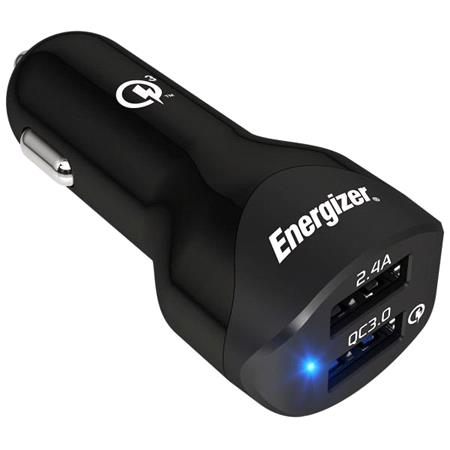 Energizer 12V Twin USB In Car Charger with Qualcomm Quick Charge 3.0 Technology