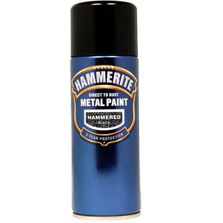 Hammerite Direct To Rust Metal Paint Aerosol   Hammered Black   400ml
