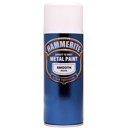 Hammerite Direct To Rust Metal Paint Aerosol   Smooth White   400ml