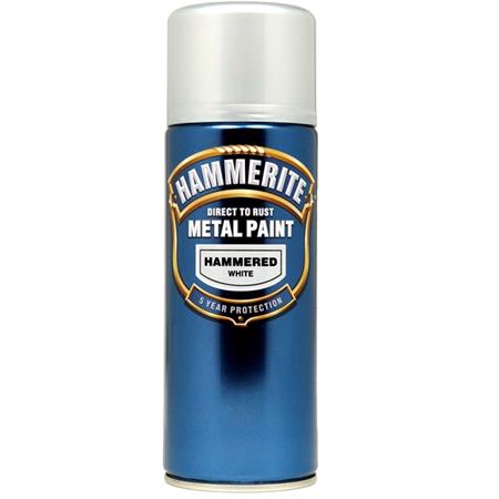 Hammerite Direct To Rust Metal Paint   Hammered White   400ml