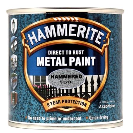 Hammerite Direct To Rust Metal Paint   Hammered Silver   250ml