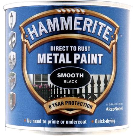 Hammerite Direct To Rust Metal Paint   Smooth Black   250ml