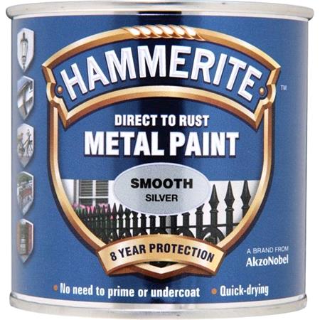 Hammerite Direct To Rust Metal Paint   Smooth Silver   250ml
