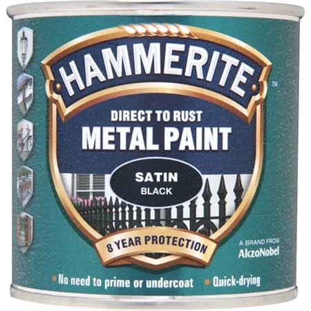 Hammerite Direct To Rust Metal Paint   Satin Black   250ml