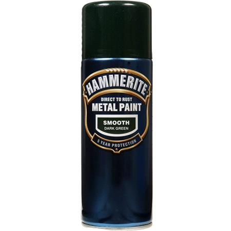 Hammerite Direct To Rust Metal Paint Aerosol   Smooth Dark Green   400ml
