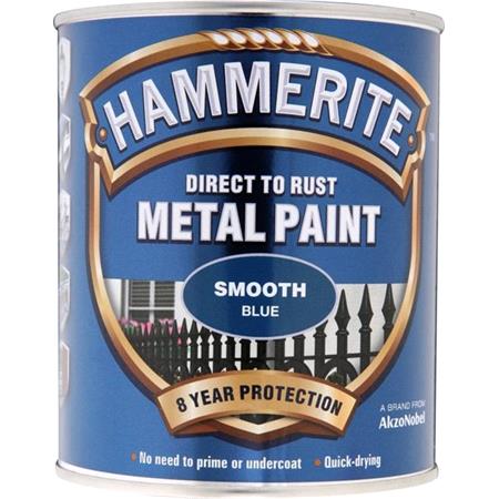Hammerite Direct To Rust Metal Paint   Smooth Blue   750ml