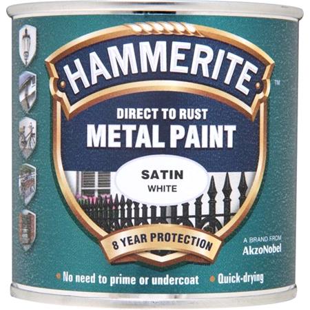 Hammerite Direct To Rust Metal Paint   Satin White   250ml