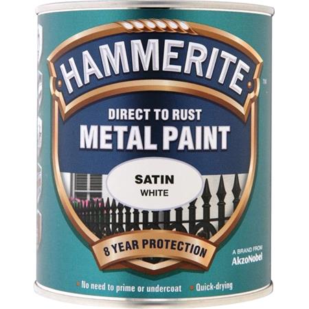 Hammerite Direct To Rust Metal Paint   Satin White   750ml