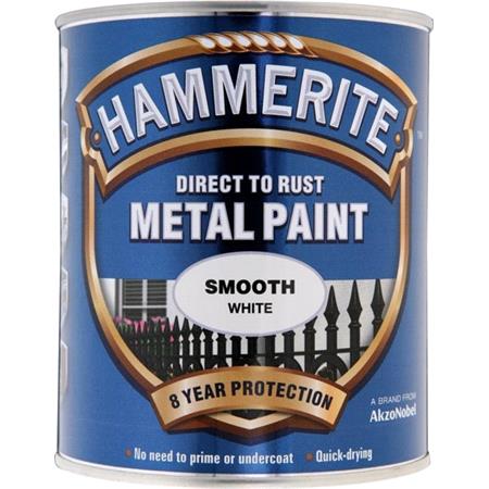 Hammerite Direct To Rust Metal Paint   Smooth White   750ml