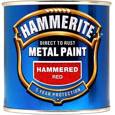 Hammerite Direct To Rust Metal Paint   Hammered Red   250ml