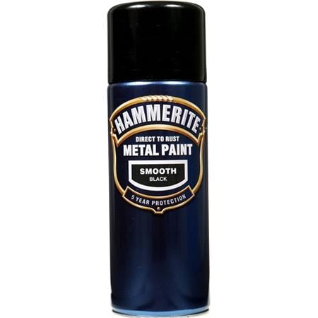 Hammerite Direct To Rust Metal Paint Aerosol   Smooth Black   400ml