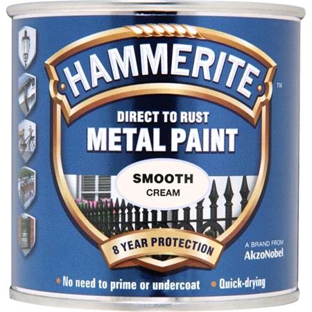 Hammerite Direct To Rust Metal Paint   Smooth Cream   250ml