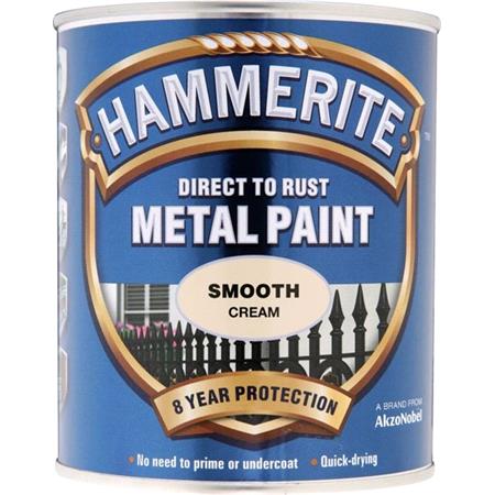 Hammerite Direct To Rust Metal Paint   Smooth Cream   750ml