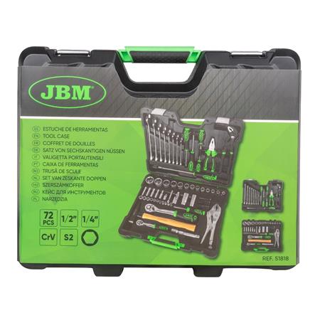 JBM 72 Piece Tool Case with 1/4" and 1/2" HEX Sockets