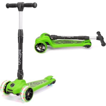 Xootz Scout Tri Scooter LED Wheels   Green