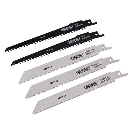 Draper 52517 Assorted Reciprocating Saw Blades for Multi Purpose Cutting   150mm   Pack of 5