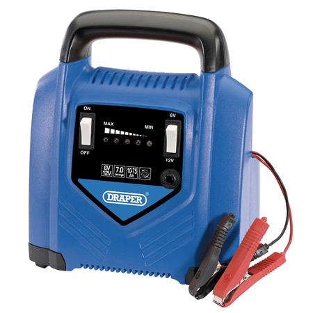 Draper 53164 6V/12V Battery Charger, 7.0A, 10 75Ah