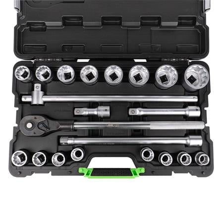 JBM 21 Pieces Tool Case With 3/4 12 Point Sockets   Zinc Finish 