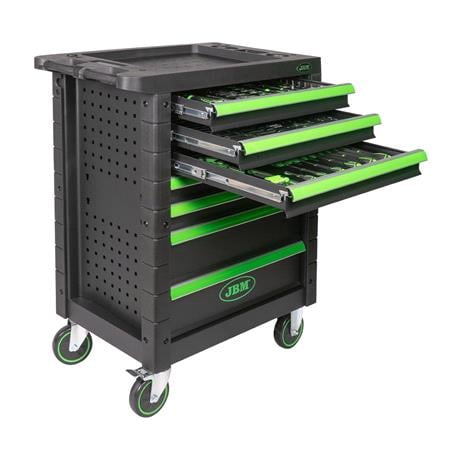 JBM 7 Drawer Tool Cabinet With Tools   Green