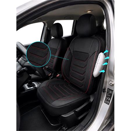 CARBON Style Seat Covers (Black/Red) For Citroen C ZERO 2010 Onwards