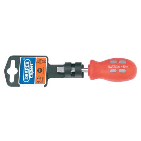 Draper Expert 55485 Plain Slot Flared Tip Mechanics Screwdriver (6mm x 38mm)