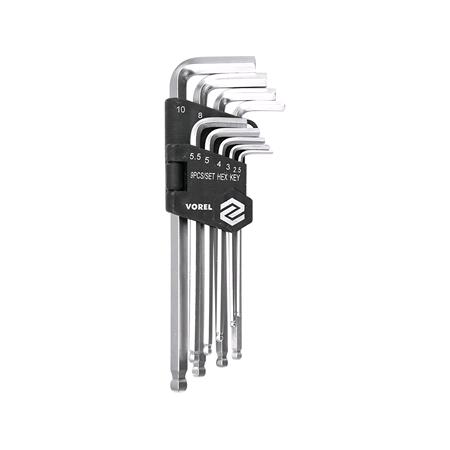 HEX KEY W. BALL SET 9PCS 2.5 10MM CrV