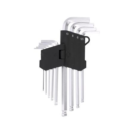 HEX KEY W. BALL SET 9PCS 2 10MM CrV