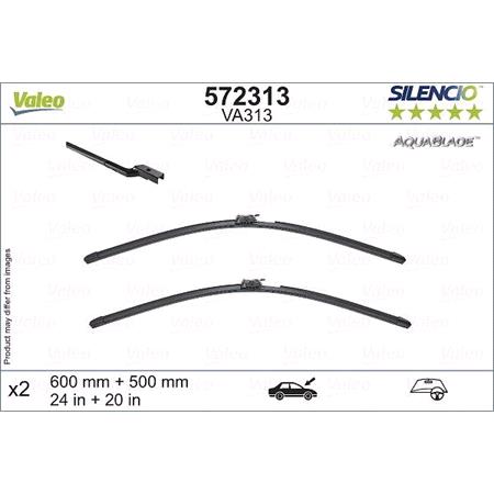 Valeo VA313 Silencio AquaBlade Heated Wiper Blades Set (600/500mm) for Volvo V60 II 2018 Onwards