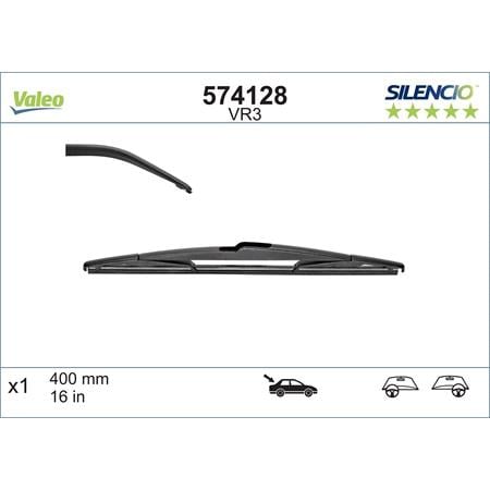 Valeo VR3 Silencio Rear Wiper Blade (400mm   Roc Lock Arm Connection) for VECTRA C GTS 2002 2008