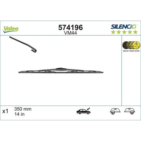 Valeo VM44 Silencio Passenger Side Wiper Blade (350mm) for SEDICI 2006 Onwards