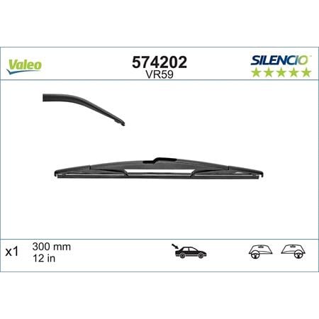 Valeo VR59 Silencio Rear Wiper Blade (300mm) for 9 3 2002 Onwards