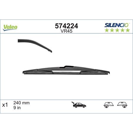 Valeo VR45 Silencio Rear Wiper Blade (240mm) for DS DS3 CROSSBACK 2019 Onwards