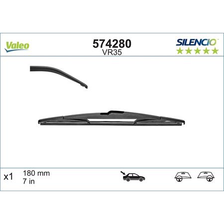 Valeo VR35 Silencio Rear Wiper Blade (180mm) for DS 3 2015 Onwards