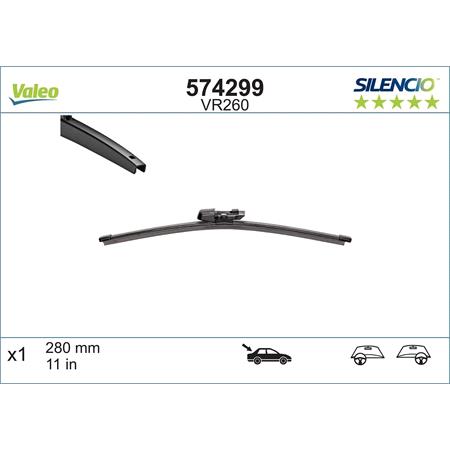 Valeo VR260 Silencio Rear Wiper Blade (280mm) for Fabia 2006 to 2014