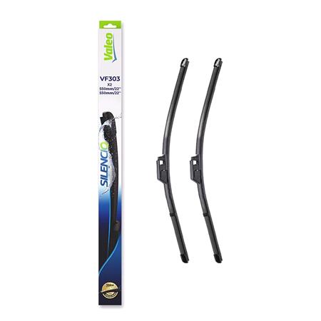 Valeo VF303 Silencio Flat Wiper Blades Front Set (550 / 550mm   Slider Arm Connection) for ALLROAD 2000 to 2005