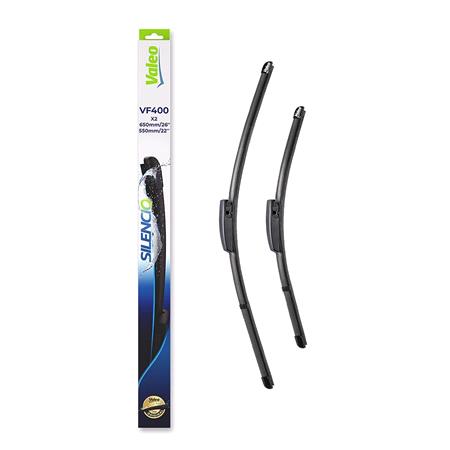 Valeo VF400 Silencio Flat Wiper Blades Front Set (650 / 550mm   Side Pin Arm Connection) for GRAND SCÉNIC 2004 to 2009